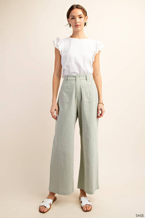 Kori Sage Advice Wide Leg Pants - Sage Green