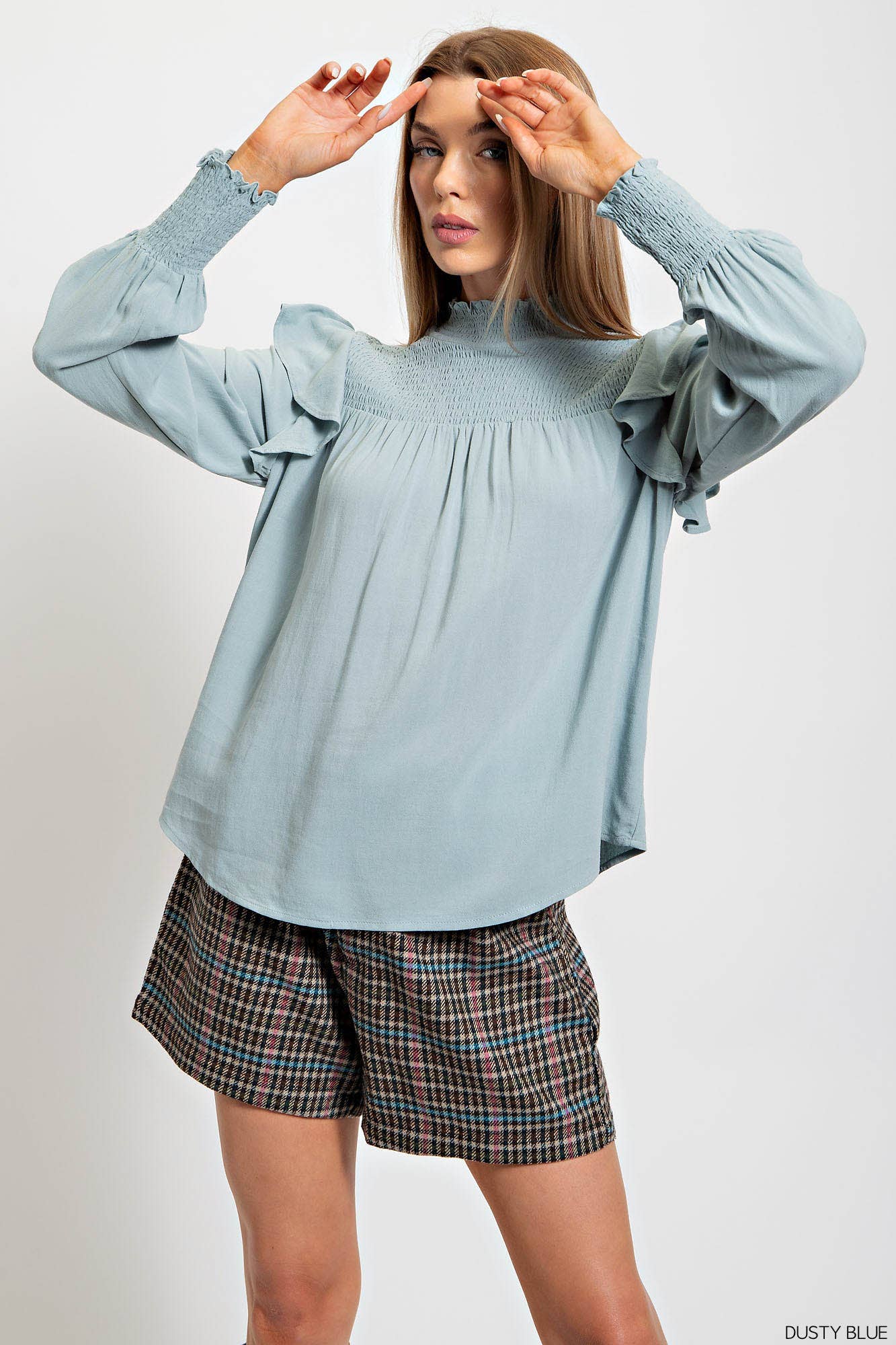 Kori Emmalou Blouse - Dusty Blue