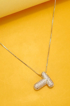 Pave Rhinestone Initial Bubble Balloon Necklace