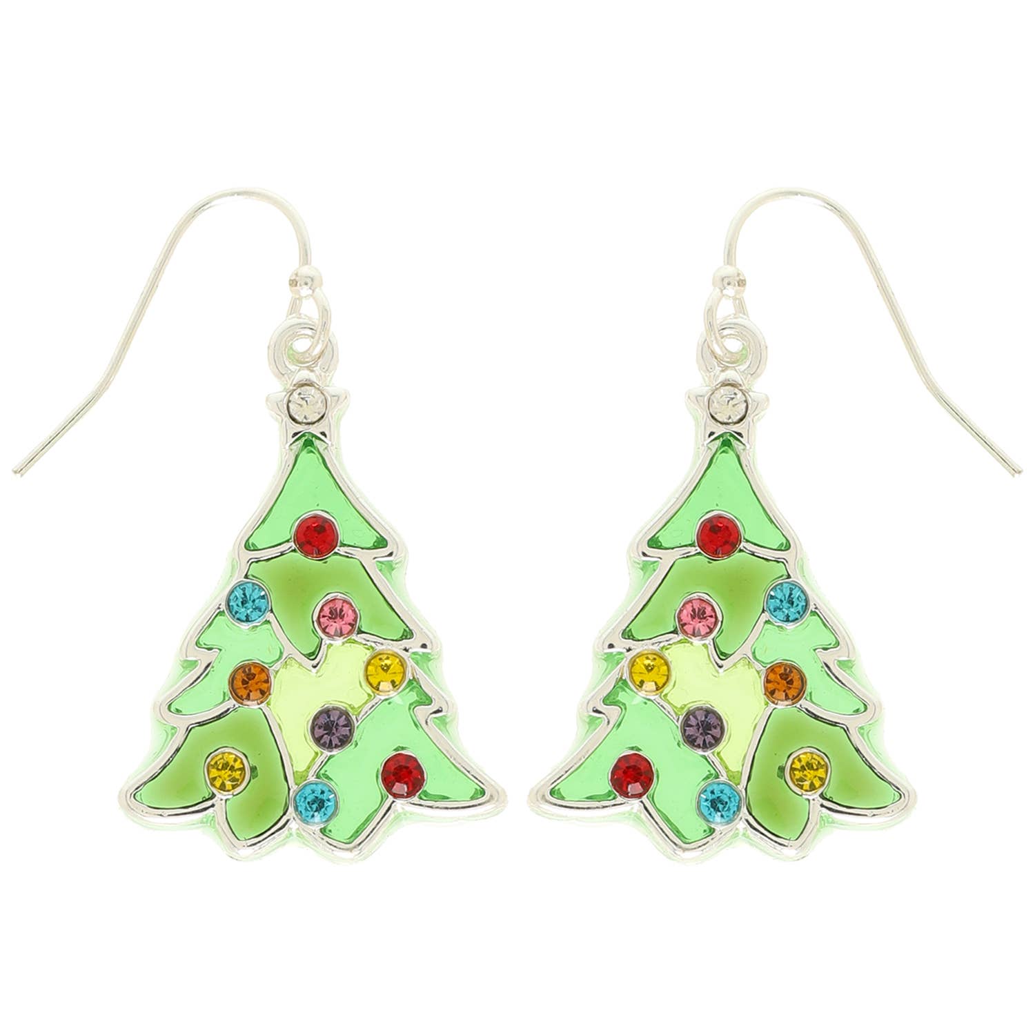 Christmas Tree Stained Glass Epoxy Earrings