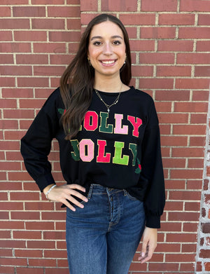 Umgee Holly Jolly Sweatshirt - Black