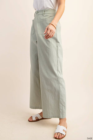 Kori Sage Advice Wide Leg Pants - Sage Green