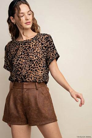 Kori Keys to the Kingdom Animal Print Velvet Burnout Top