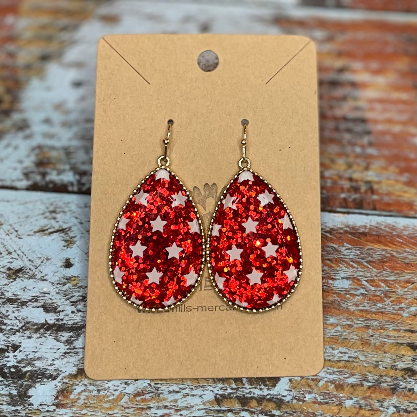 Earrings - Star Spangled Red