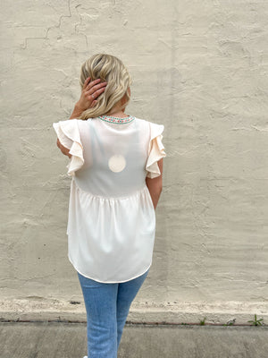 Umgee Folklore Blouse - Cream