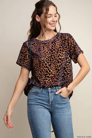 Kori Keys to the Kingdom Animal Print Velvet Burnout Top