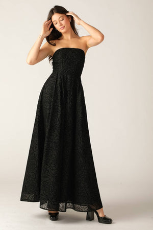 Flying Tomato Majestic Night Strapless Maxi Dress