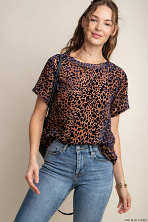 Kori Keys to the Kingdom Animal Print Velvet Burnout Top