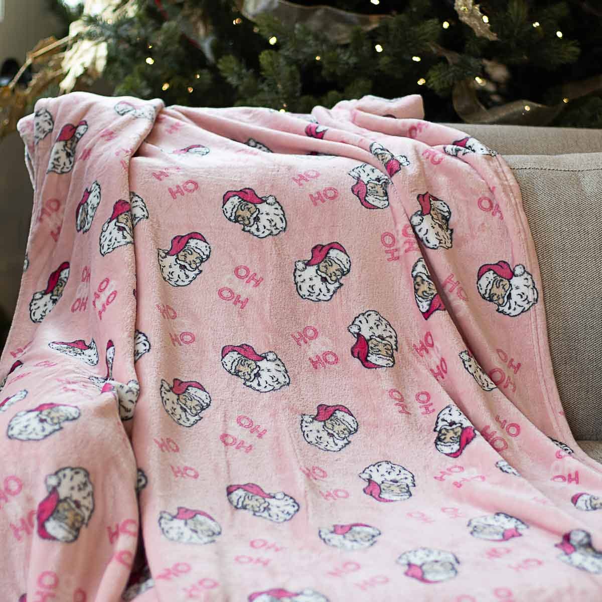 HoHoHo Santa Throw - Pink - 50x60