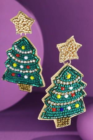 Tannenbaum Seed Bead Christmas Tree Earrings