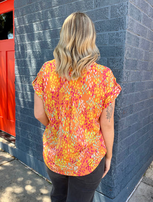 Dear Scarlett Lizzy Short Sleeve Top - Orange Crush