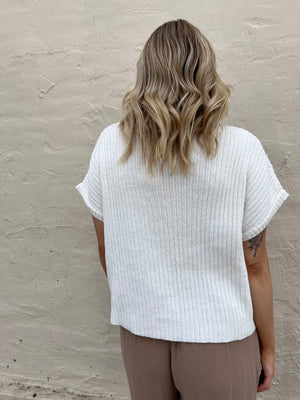 ENTRO Hunter's Glen Crop Sweater - Off-White