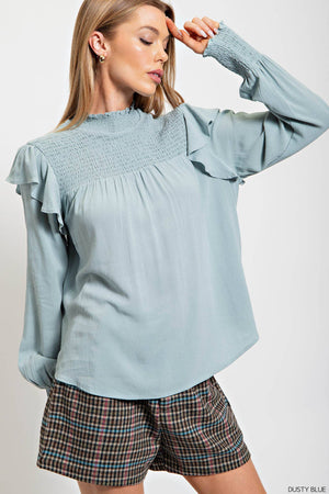 Kori Emmalou Blouse - Dusty Blue