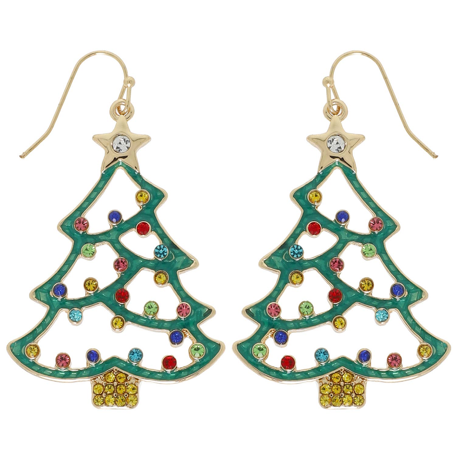 Christmas Tree Cut-Out Epoxy Dangle Earrings