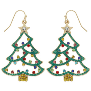 Christmas Tree Cut-Out Epoxy Dangle Earrings