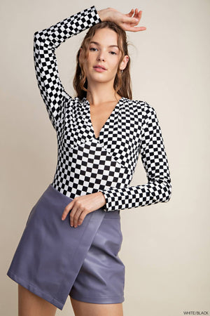 Kori Race Me Checkered Bodysuit