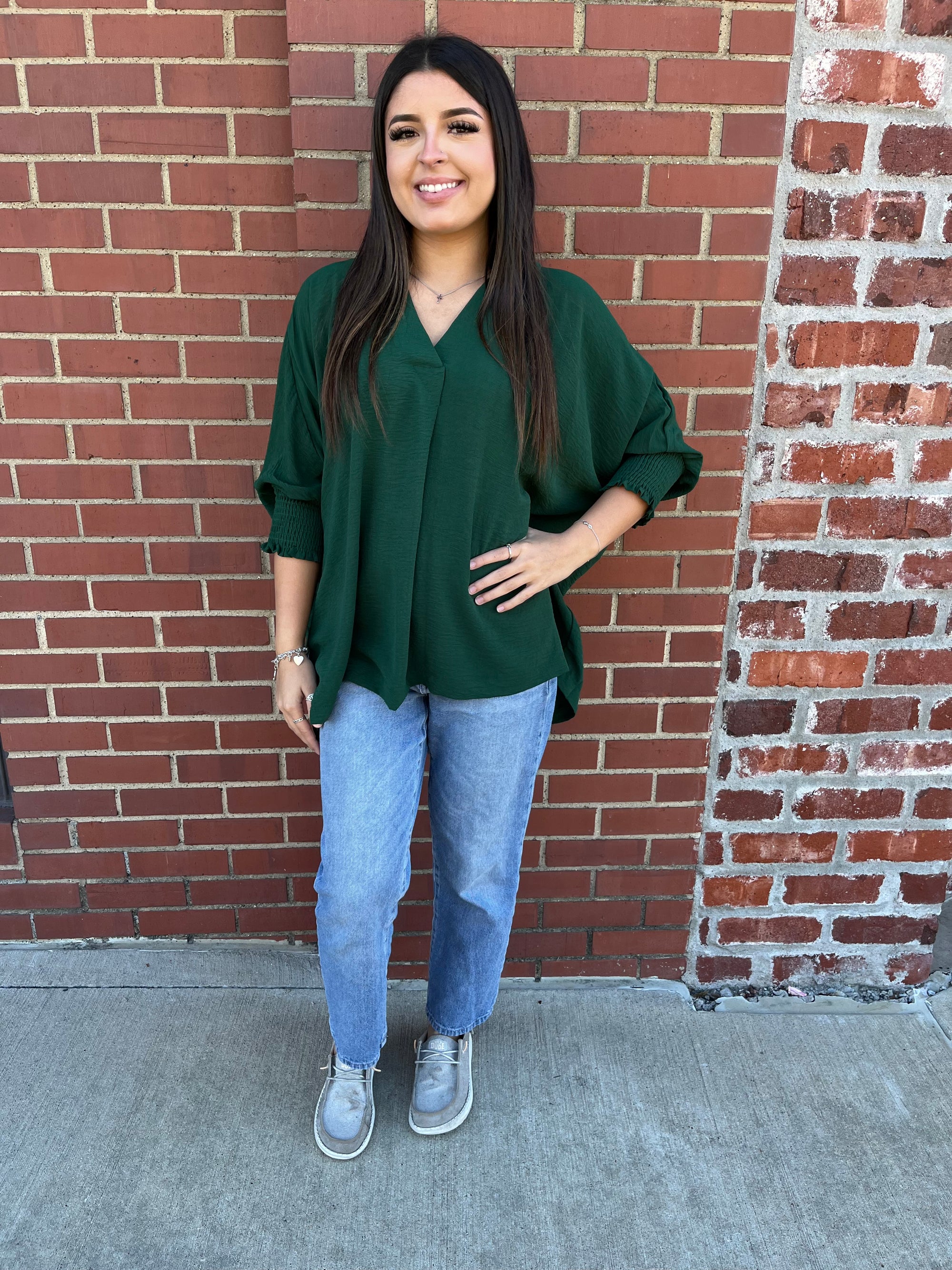 Umgee So Much Better Blouse - Forest Green