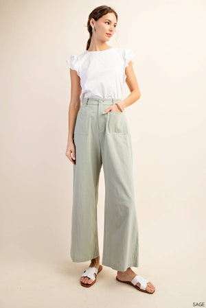 Kori Sage Advice Wide Leg Pants - Sage Green