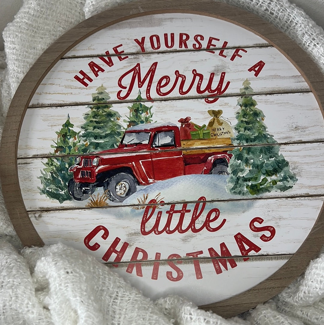 Round Sign - Merry Little Christmas Truck