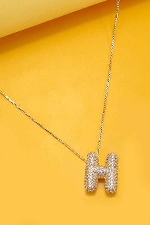 Pave Rhinestone Initial Bubble Balloon Necklace