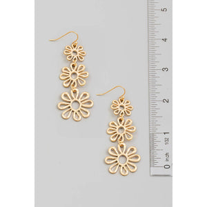 Metallic Flower Chain Link Dangle Earrings