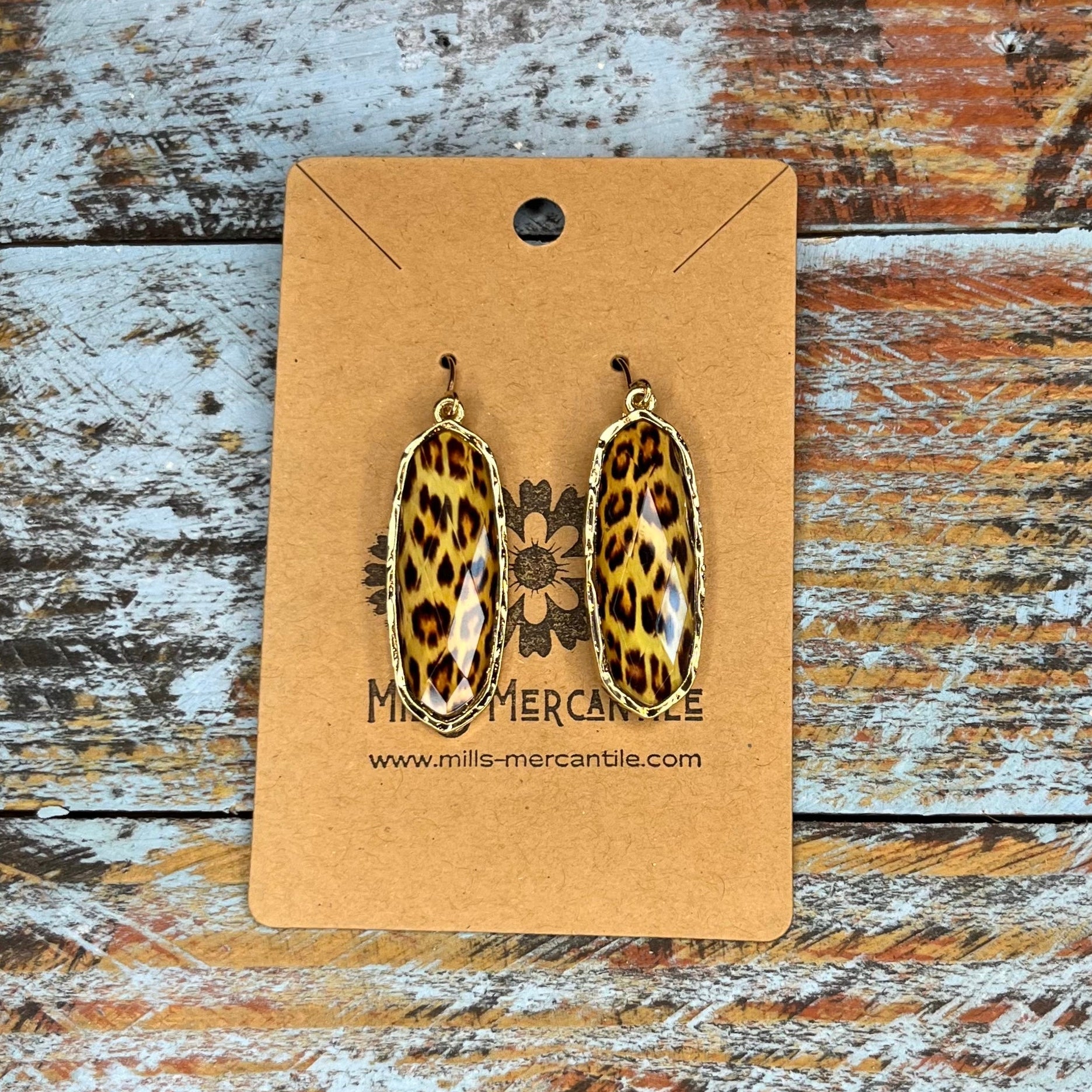 Earrings - Faceted Tangerine Leopard