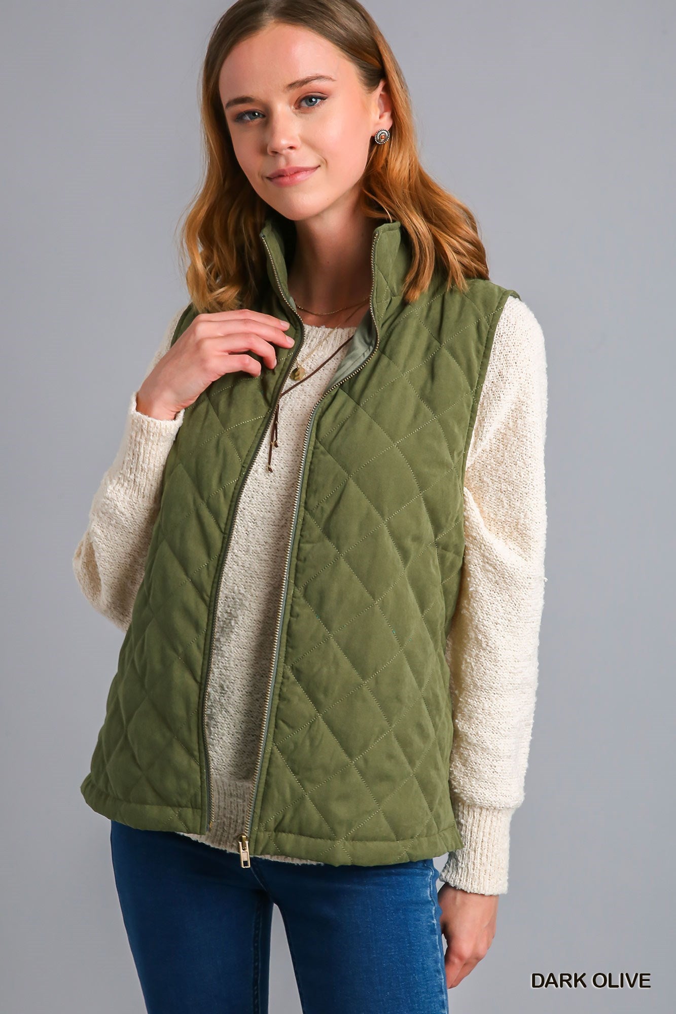 UMGEE Lookin' for Trouble Quilted Vest - Olive Green