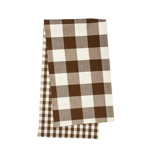 Table Runner - Reversible Brown & White Buffalo Plaid