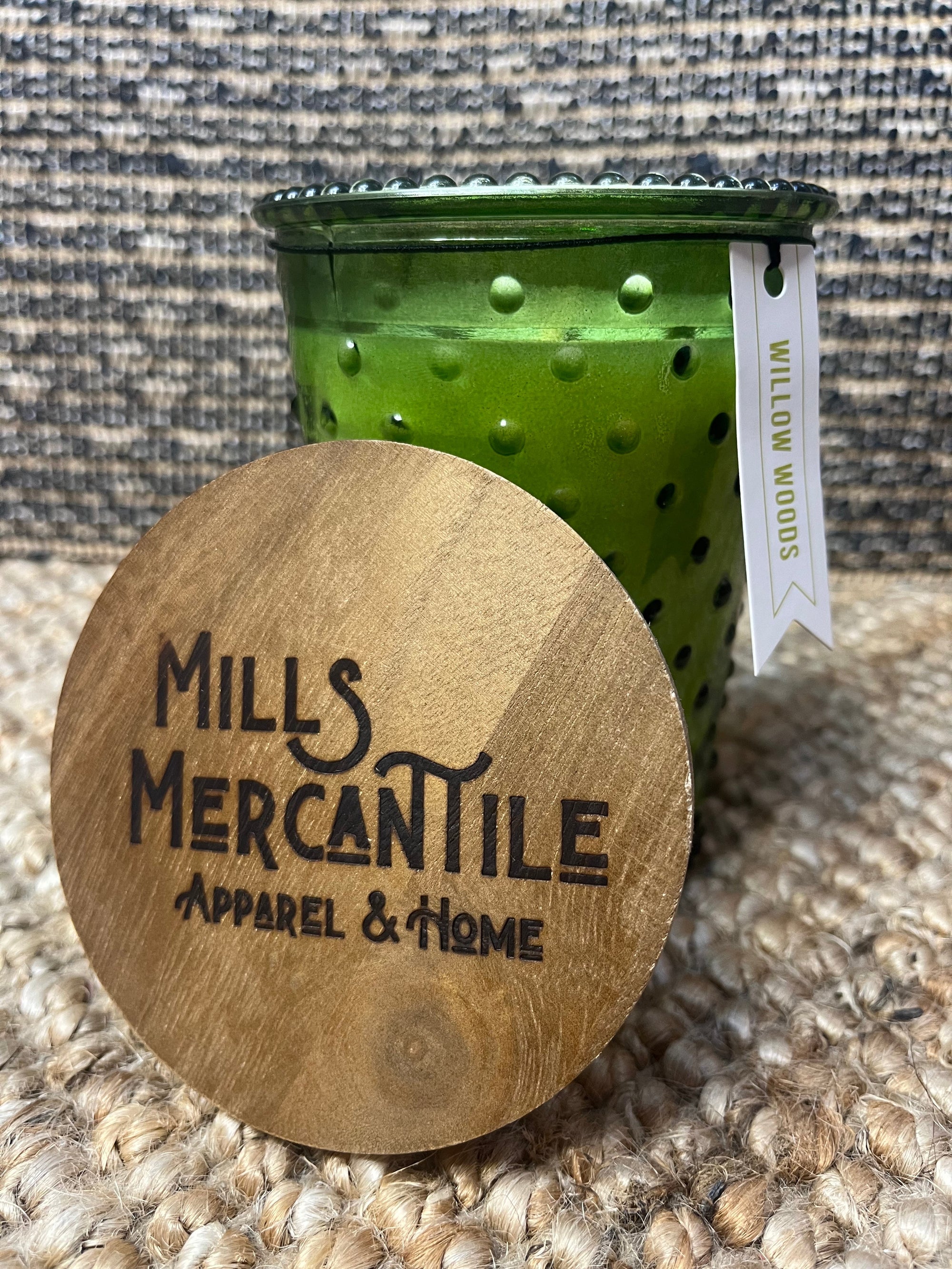 Mills Mercantile Candle - Hobnail Willow Woods Scent