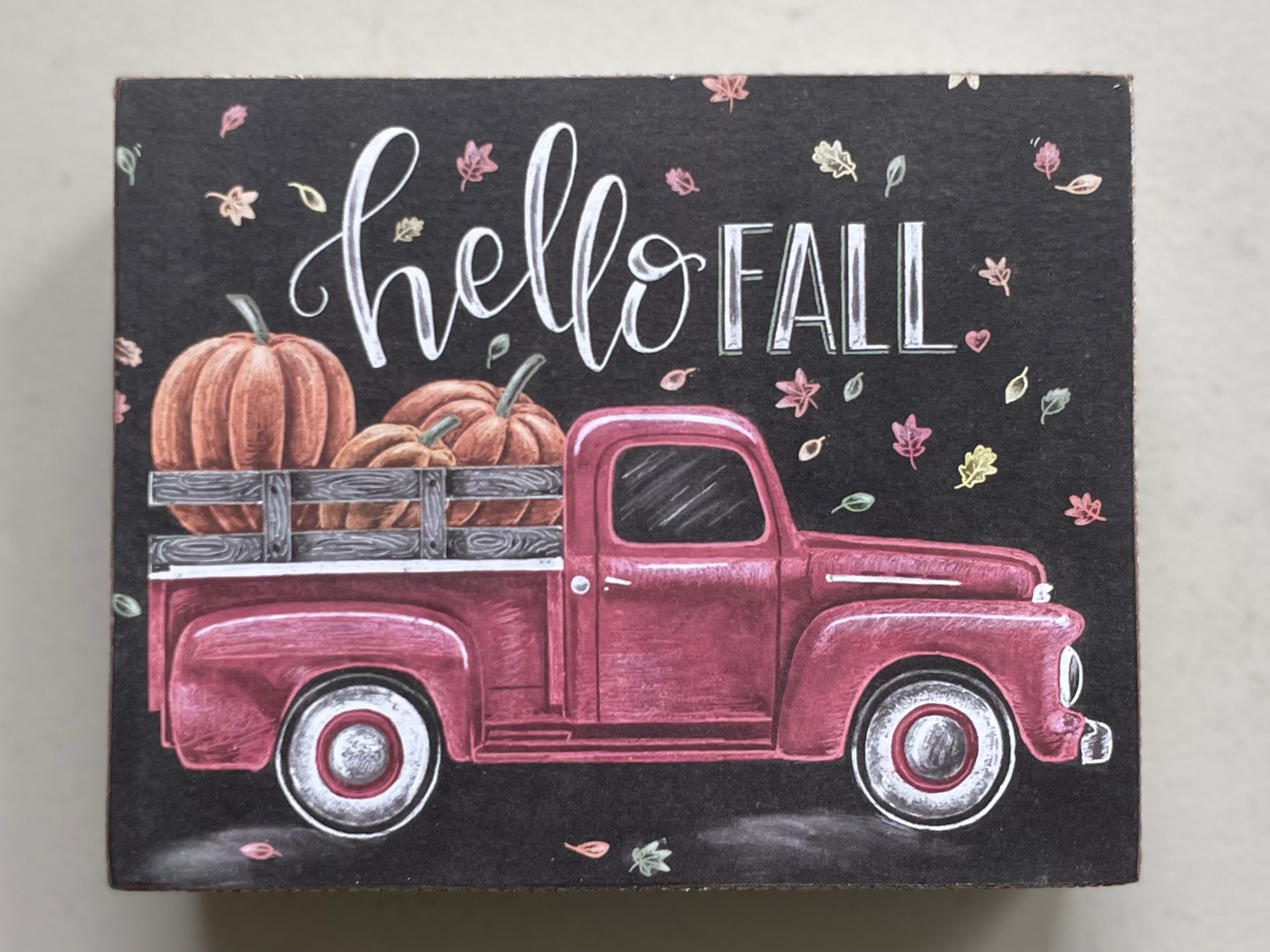 Hello Fall Chalk Style Box Sign