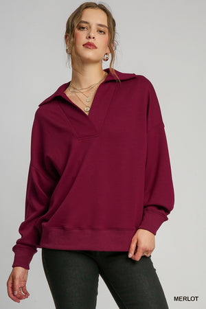 Umgee State Your Case Luxe Knit Top - Merlot