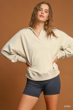 Umgee State Your Case Luxe Knit Top - Ecru