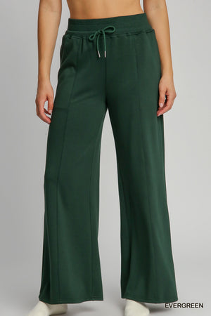 Umgee State Your Case Luxe Knit Sweatpants - Evergreen