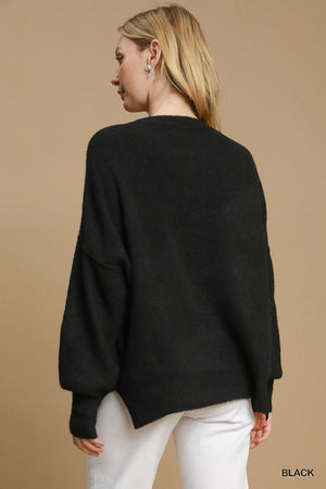 Umgee By the Fireside Wool-Blend Sweater - Black