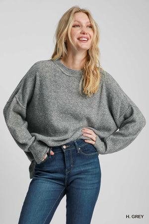 Umgee By the Fireside Wool-Blend Sweater - Heather Grey