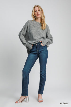 Umgee By the Fireside Wool-Blend Sweater - Heather Grey