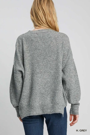 Umgee By the Fireside Wool-Blend Sweater - Heather Grey