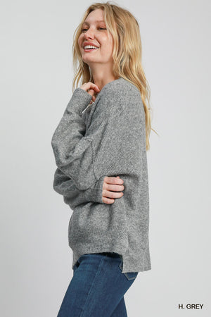 Umgee By the Fireside Wool-Blend Sweater - Heather Grey