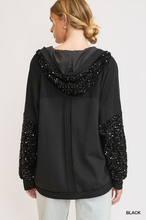 Umgee Just an Illusion Sequin Hoodie