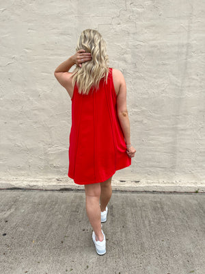 Umgee Don't Miss Out Cotton Tank Dress - Red