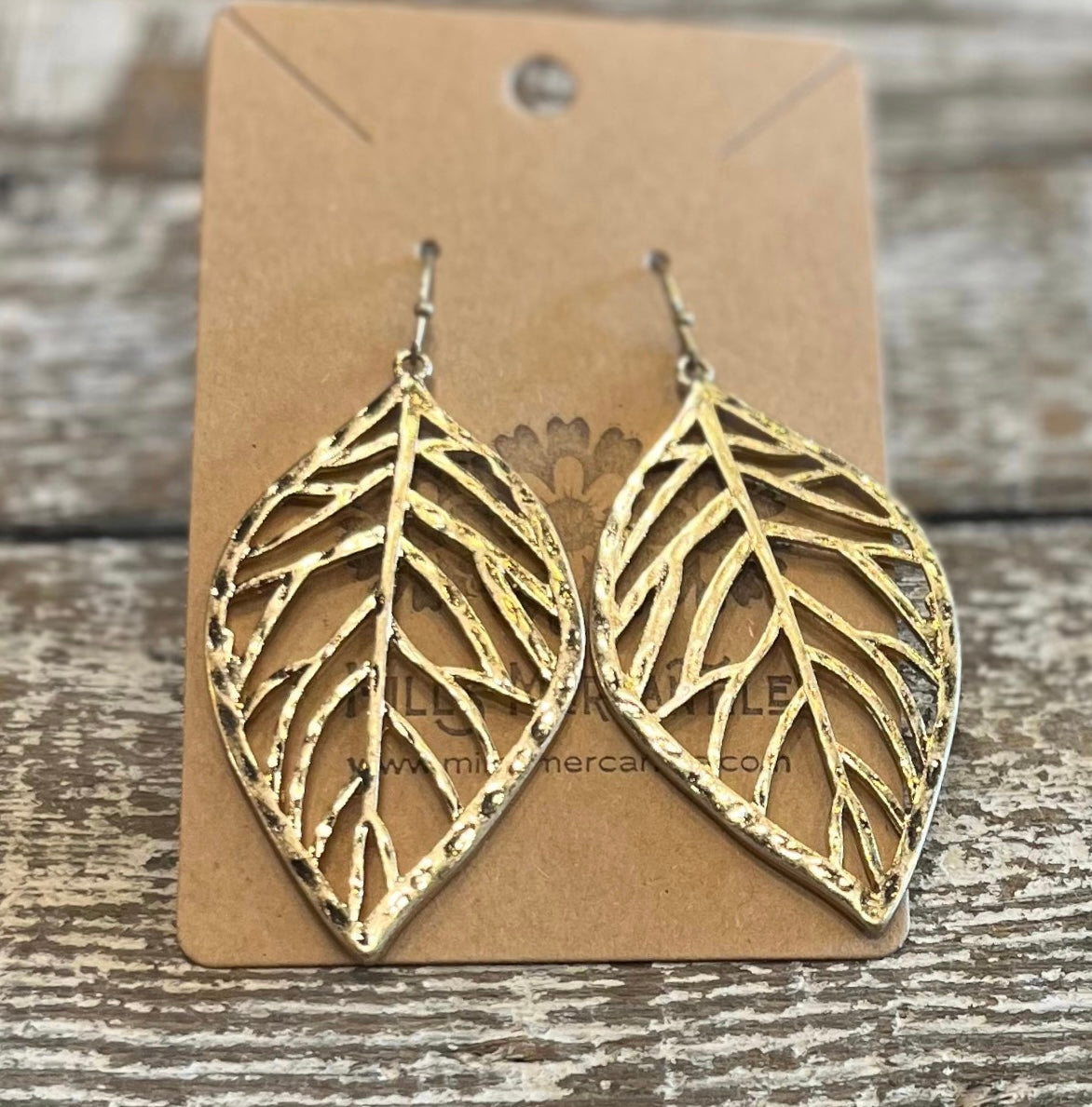 Earrings - Gold Metal Leaf