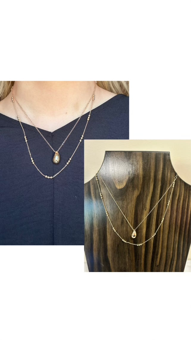 Necklace - Gold or Silver Tear Drop Layered