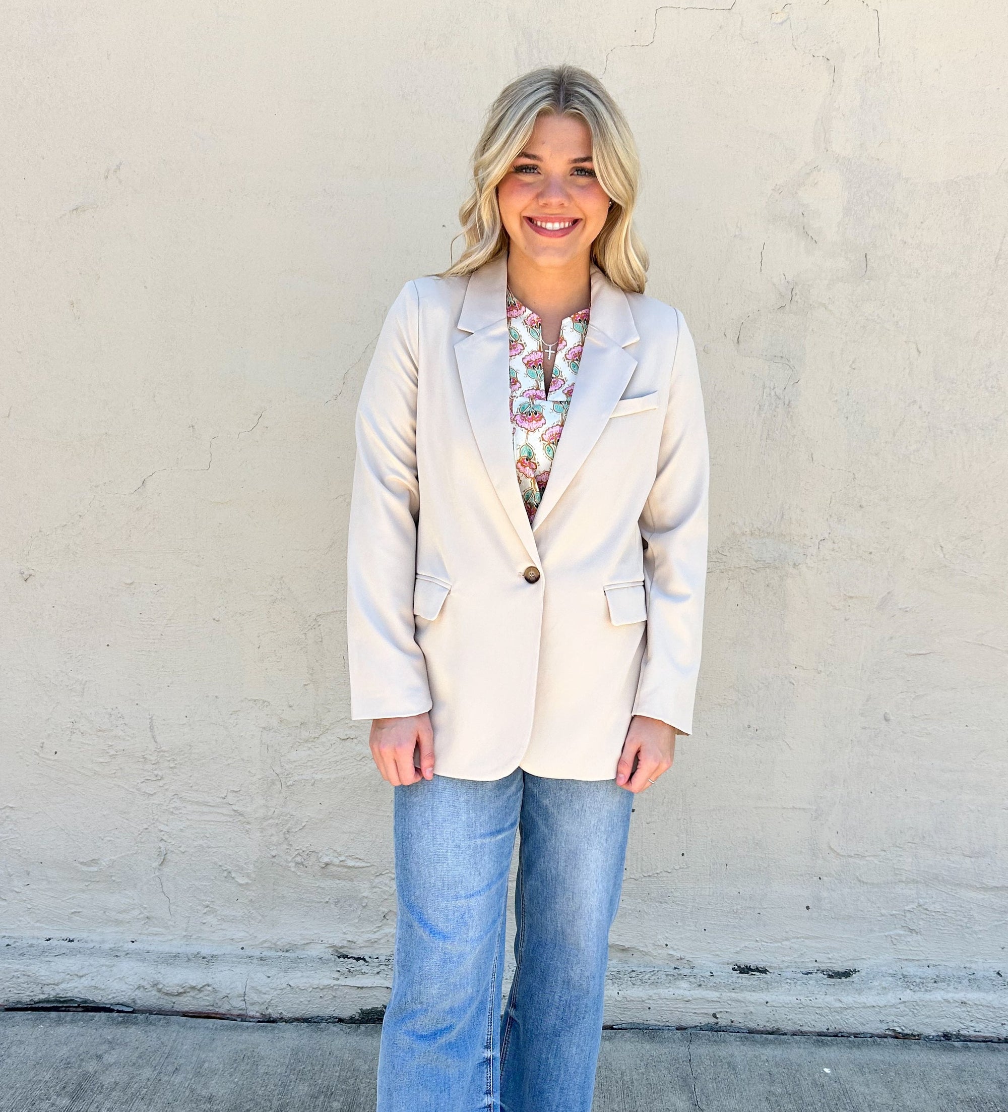 Blu Pepper Sarah Classic Blazer - Oatmeal