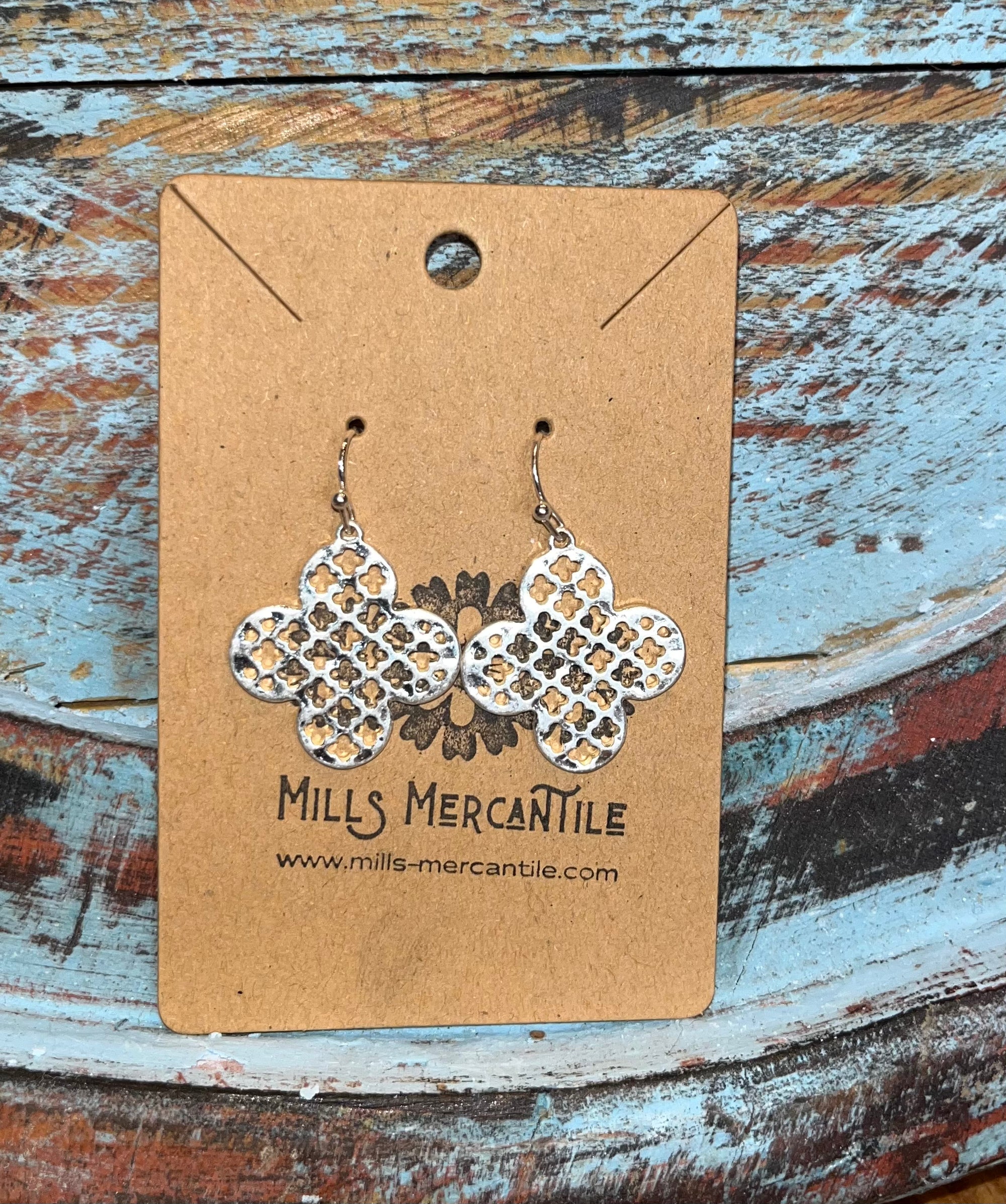 Earrings - Silver Lattice Clover