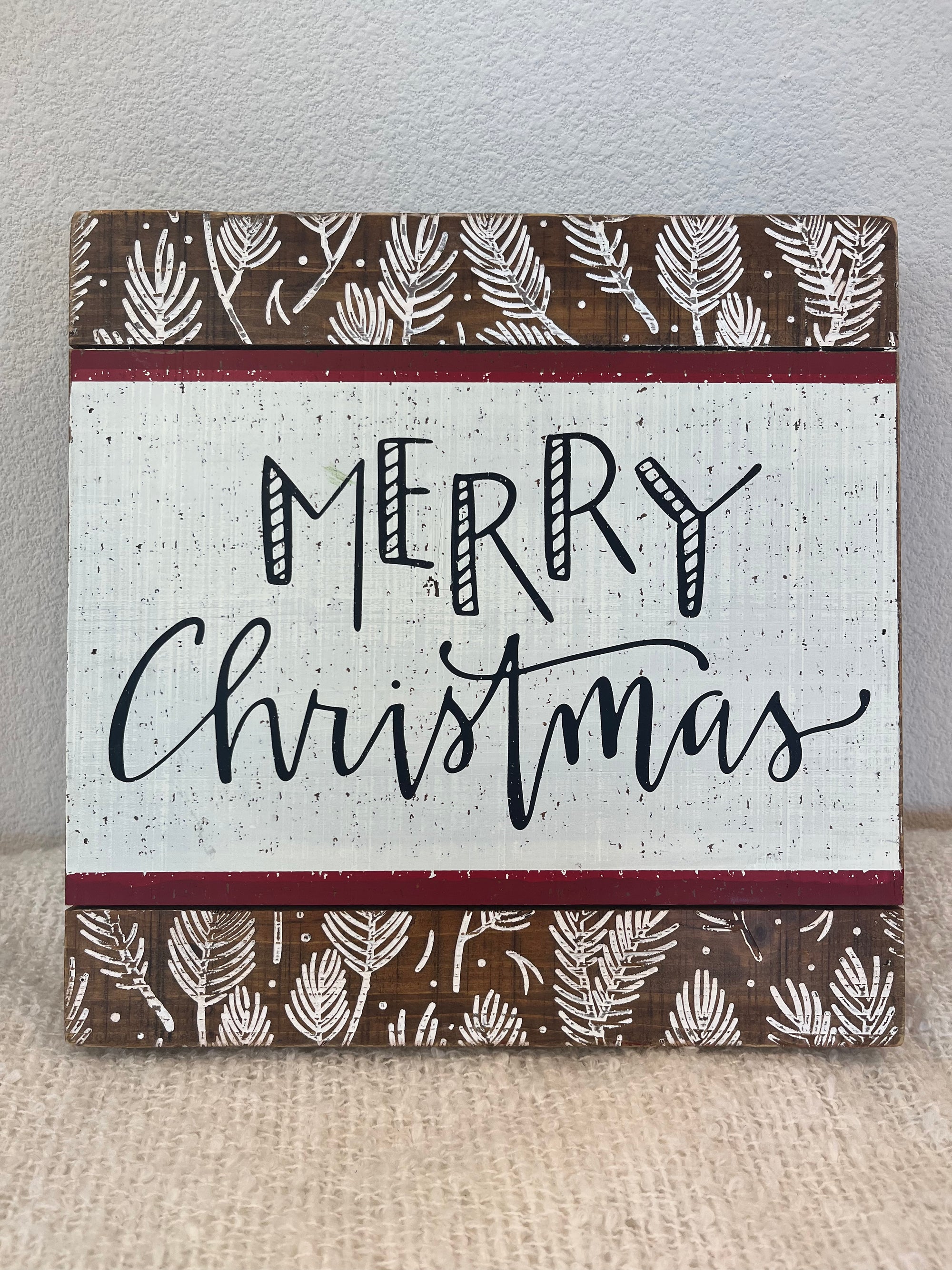 Slat Box Sign - Debossed Merry Christmas