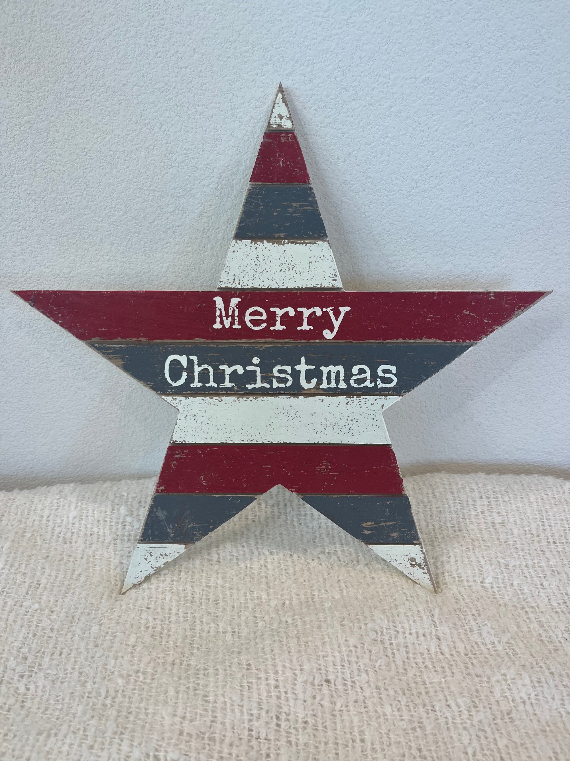 Wooden Sign - Merry Christmas Star