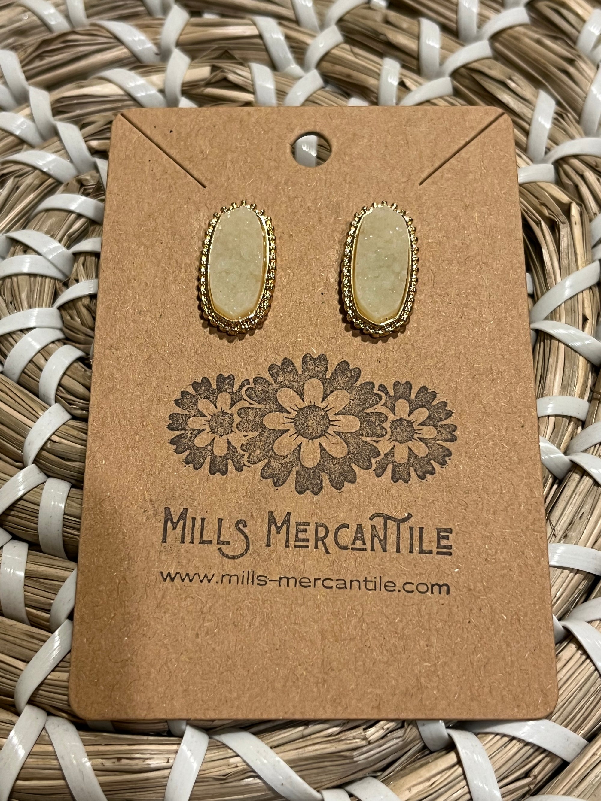 Earrings - Druzy Ivory Studs