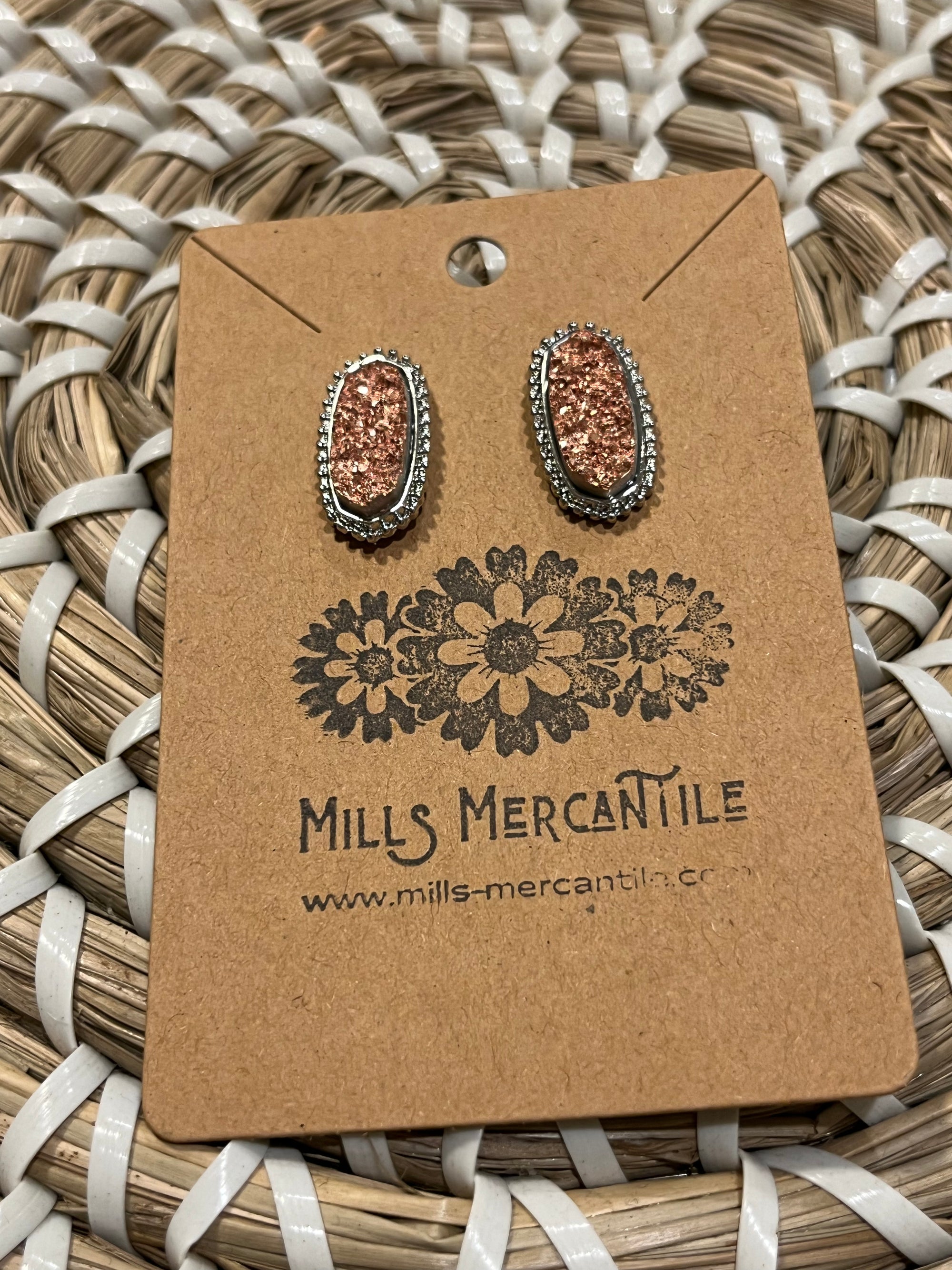 Earrings - Druzy Rose Gold Studs