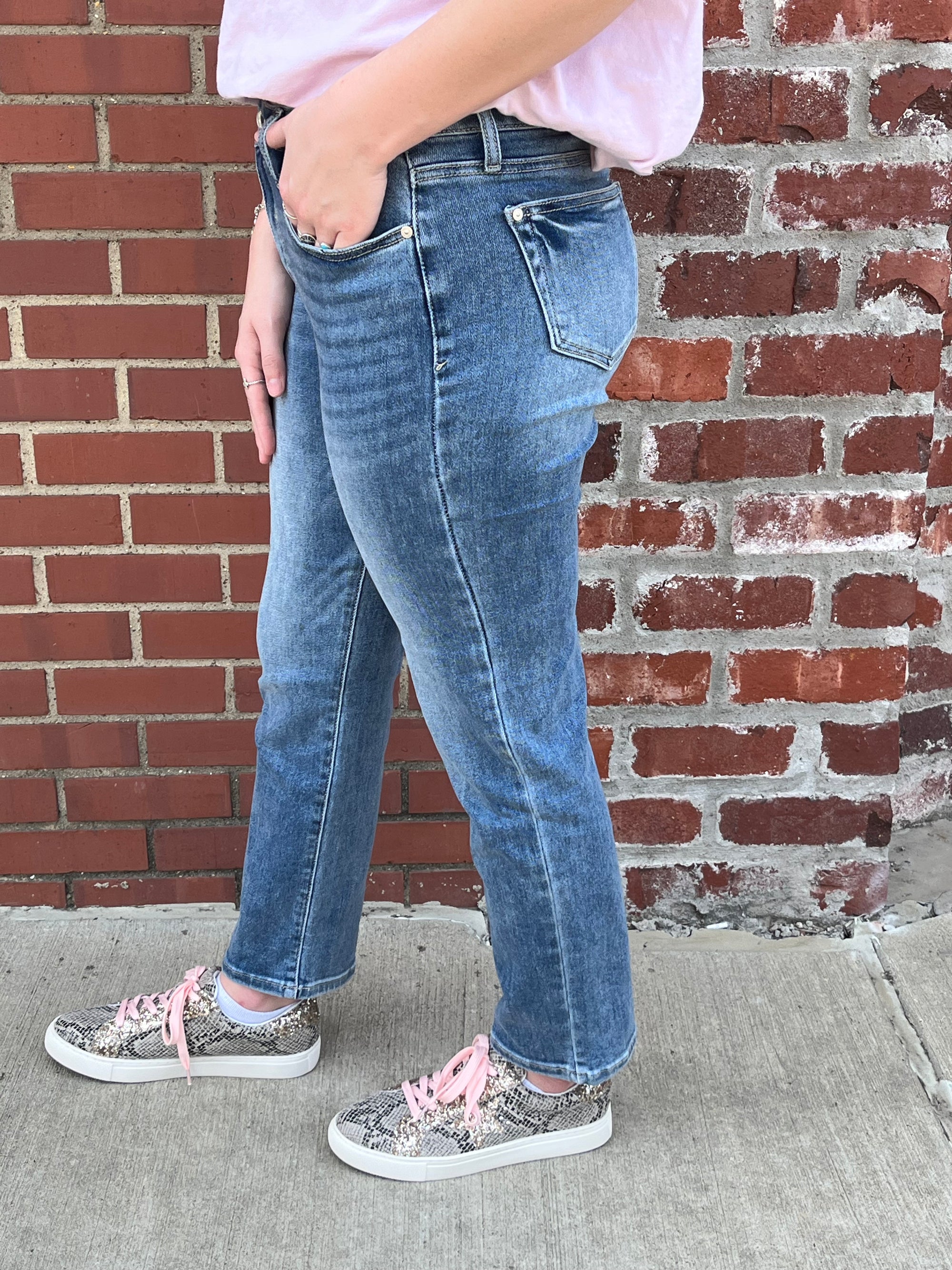 Special A Owen High Rise Straight Leg Mom Jeans