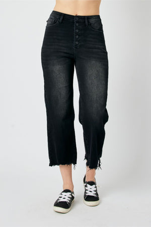 JUDY BLUE O'Connor Black Wide Crop Jean